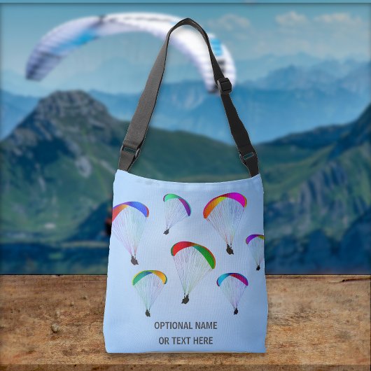 Grafiek met Paraglider - kleurrijke, gepersonalise Crossbody Tas