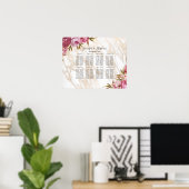 Grafiek met roze Floral Gold Marble Poster (Thuiskantoor)