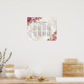 Grafiek met roze Floral Gold Marble Poster (Keuken)