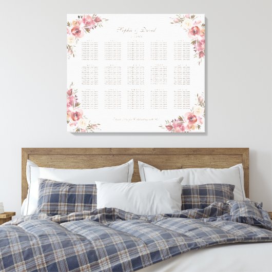 Grafiek met roze pekelroze pekelrog van de Chic Cr Canvas Afdruk (Insitu (Slaapkamer))