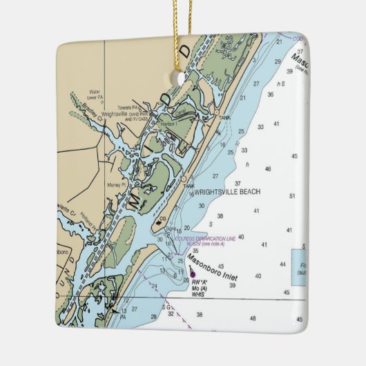 Grafiek NC Wright tsville Beach Keramisch Ornament (Links)
