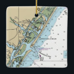 Grafiek NC Wright tsville Beach Keramisch Ornament<br><div class="desc">Wright tsville Beach North Carolina kerstversiering gemaakt met een nautische kaart.</div>
