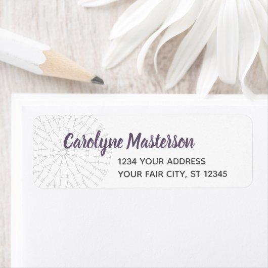 Grafiek Paarse haakjeskaartretiket Retourlabel Etiket (Insitu)