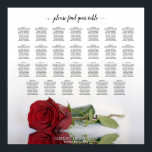 Grafiek Romantic Red Rose Poster<br><div class="desc">Deze prachtige 27 tafelbruiloft is voorzien van een foto van een enkele lange, gesteentelde rode roos aan de zijkant die in water met golven en rimpels reflecteert. De titel leest "te vinden gelieve uw lijst"in elegante lacy manuscriptkalligrafie. Er is ruimte voor de namen van de paren en de trouwdatum. Deze...</div>