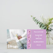 Grafiek & Roze Paisley sparen de Datum met Uw Foto Save The Date (Staand voorkant)