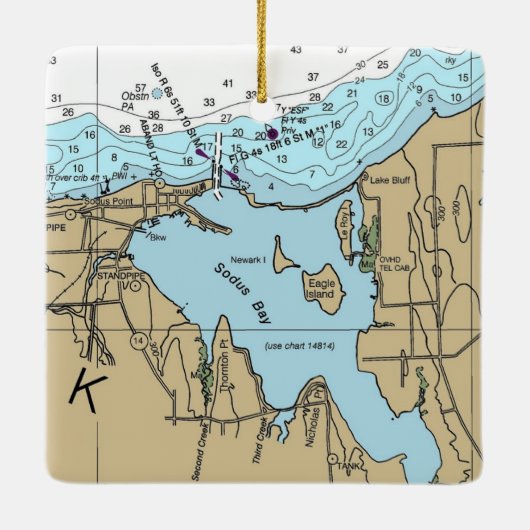 Grafiek Sodus Bay New York Keramisch Ornament (Achterkant)