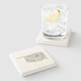 Grafiek  staat Oklahoma Antiek Afbeelding Map  Stenen Onderzetter