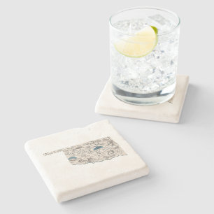 Grafiek  staat Oklahoma Antiek Afbeelding Map  Stenen Onderzetter