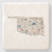 Grafiek  staat Oklahoma Antiek Afbeelding Map  Stenen Onderzetter (Voorkant)