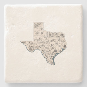 Grafiek  staat Texas Antiek Afbeelding Map Stenen Onderzetter