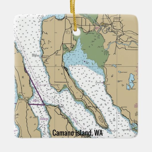 Grafiek van Camano Island Keramisch Ornament (Voorkant)