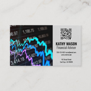 Grafiek van de aandelenmarkt   Financieel logo QR- Visitekaartje