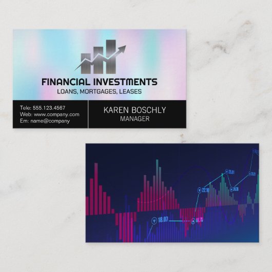 Grafiek van de aandelenmarkt | Financieel logo Visitekaartje (Voorkant / Achterkant)