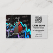 Grafiek van de aandelenmarkt | Wolkenkrabber | QR- Visitekaartje (Voorkant)