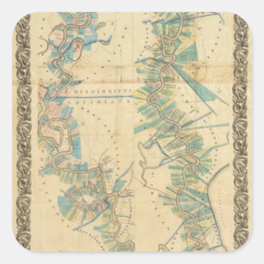 Grafiek van de benedenloop van de Mississippi Vierkante Sticker (Voorkant)