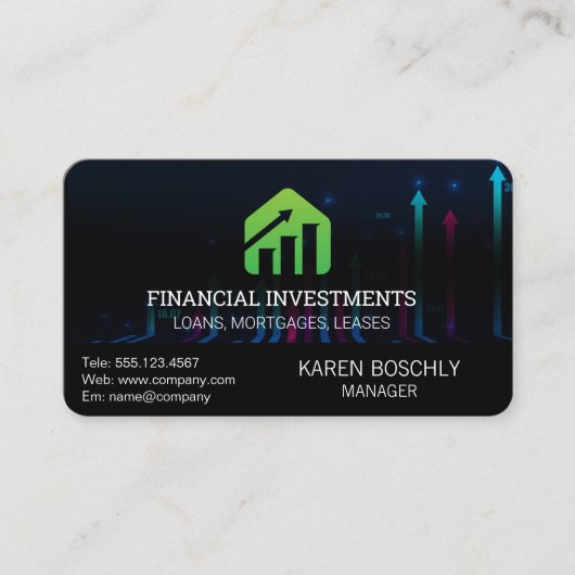 grafiek van de financiële markten | Groeikaart Log Visitekaartje (Voorkant)