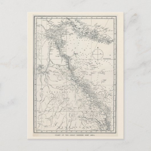 Grafiek van de gebiedskaart van het Great Barrier Briefkaart (Voorkant)