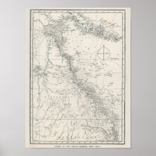 Grafiek van de gebiedskaart van het Great Barrier  Poster