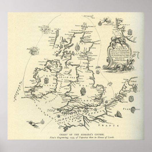 Grafiek van de koers van de Spaanse Armada Poster (Voorkant)
