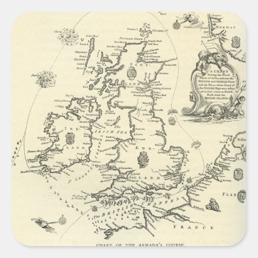 Grafiek van de koers van de Spaanse Armada Vierkante Sticker (Voorkant)