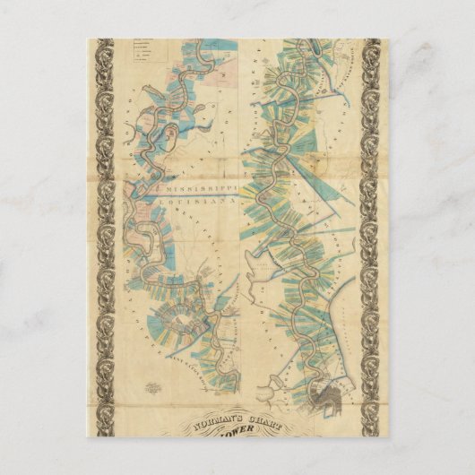 Grafiek van de Lagere Rivier van de Mississippi Briefkaart (Voorkant)