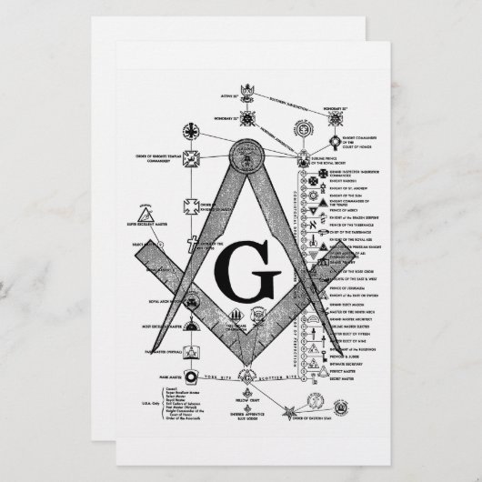 Grafiek van de Masonic Degrees Briefpapier (Voorkant / Achterkant)