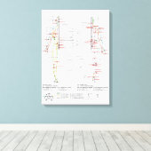 Grafiek van de Meridians van de mens Canvas Afdruk (Insitu (Houten vloer))