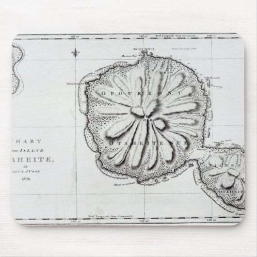 Grafiek van het eiland Otaheite, 1769 Muismat (Voorkant)
