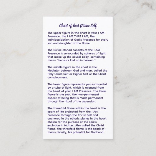 Grafiek van je Goddelijke Zelf Contactkaartje (Achterkant)