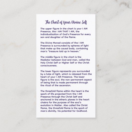 Grafiek van je Goddelijke Zelf Visitekaartje (Achterkant)