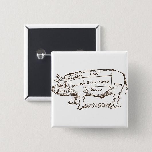 Grafiek Varkensslager (3) Vierkante Button 5,1 Cm (Voorkant /achterkant)
