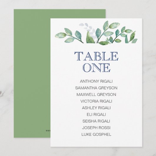 Grafiek voor de bruisende bruiloft, tabel kaart (Voorkant / Achterkant)