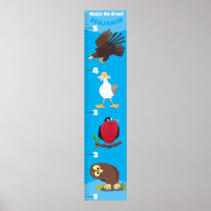 Grafiek voor de groei van cartoon van grappige vog poster