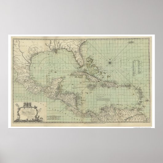 Grafiek West Indies Kaart - 1774 Poster (Voorkant)