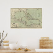 Grafiek West Indies Kaart - 1774 Poster (Keuken)