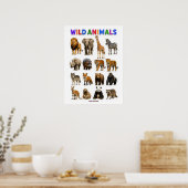 Grafiek wilde dieren poster (Keuken)