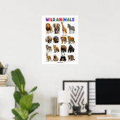 Grafiek wilde dieren poster (Thuiskantoor)