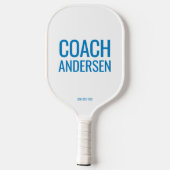 Grafiek witte coachnaam pickleball paddle (Achterkant)