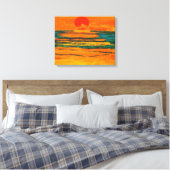 Grafiek Zon Sinaasappel Oceaan Zonsondergang Schil Canvas Afdruk (Insitu (Slaapkamer))