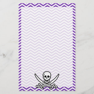 Grafieke Paarse Chevron Stripes; Jolly Roger Briefpapier