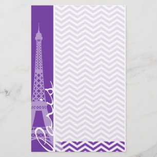 Grafieke Paarse Chevron Stripes; Parijs Briefpapier