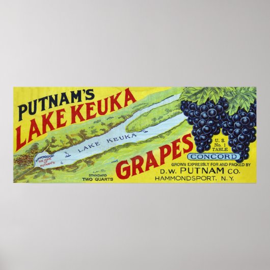 Grafieklabel voor het Keuka-meer van Putnam Poster (Voorkant)