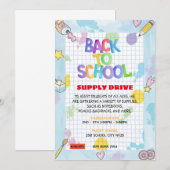 Grafiekpapier Terug naar school Supply Drive Fundr Kaart (Voorkant / Achterkant)