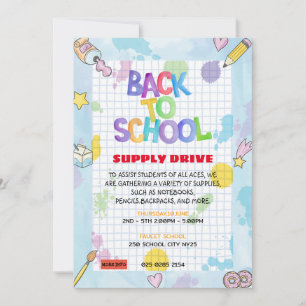 Grafiekpapier Terug naar school Supply Drive Fundr Kaart