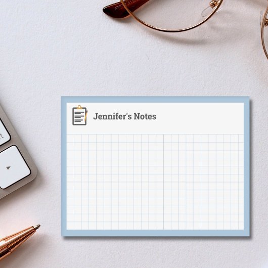 Grafiekraster met Klembord en Pen Blue Post-it® Notes