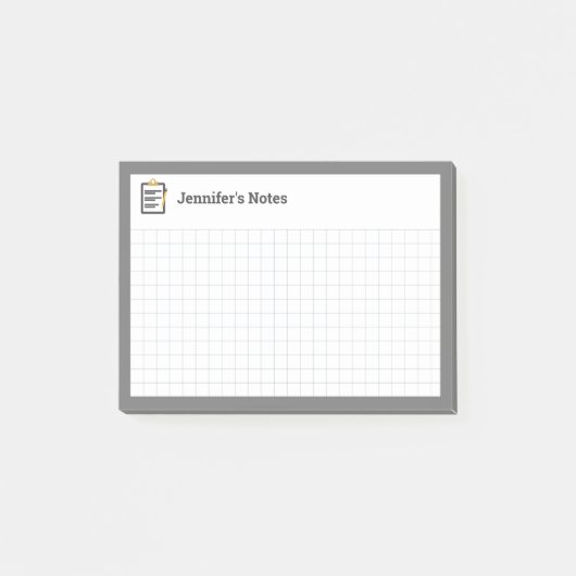 Grafiekraster met klembord en Pen Grey Post-it® Notes (Voorkant)