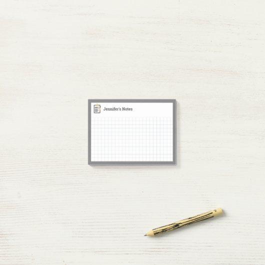 Grafiekraster met klembord en Pen Grey Post-it® Notes (Op bureau)