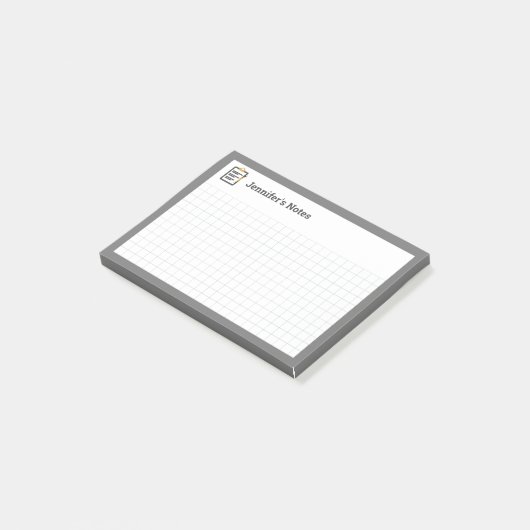 Grafiekraster met klembord en Pen Grey Post-it® Notes (Schuin)