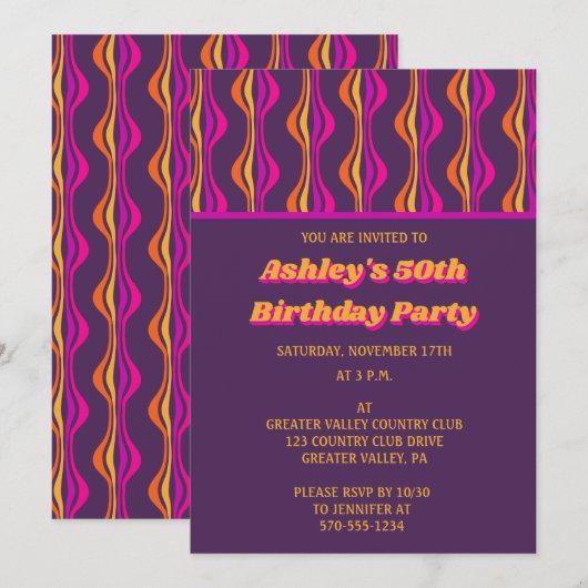 Grafiekverwachtingen Groovy Paars Disco pattered Kaart (Voorkant / Achterkant)