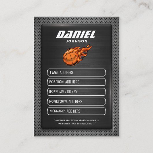 Grafiet Basketbal Trading Kaart, B-Baller geschenk Contactkaartje (Achterkant)